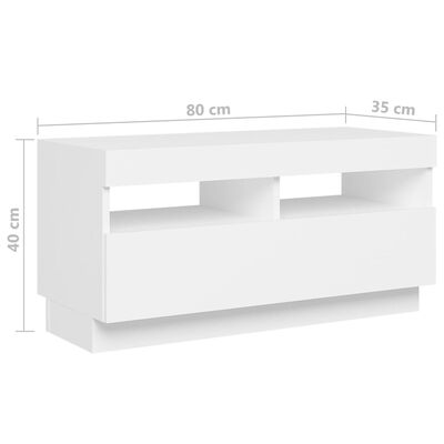 vidaXL TV Cabinet with LED Lights White 180x35x40 cm