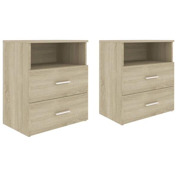 vidaXL Bed Cabinets 2 pcs Sonoma Oak 50x32x60 cm