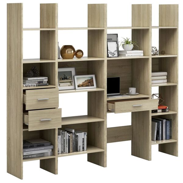 vidaXL 4 Piece Book Cabinet Set Sonoma Oak Engineered Wood