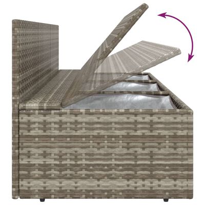 vidaXL 3-Seater Garden Sofa with Cushions Grey Poly Rattan