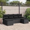 vidaXL Garden Sofa Set with Storage 6 pcs Black Poly Rattan