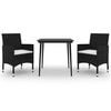 vidaXL 3 Piece Garden Dining Set with Cushions Poly Rattan and Glass