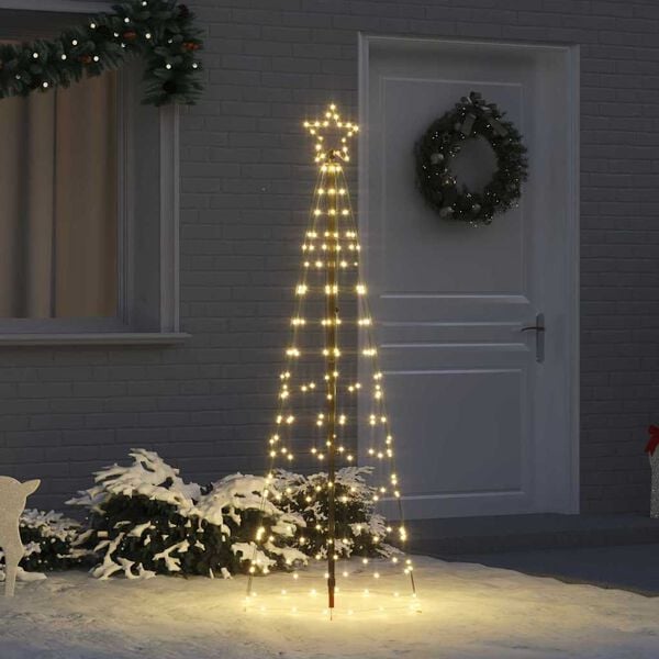 vidaXL LED Christmas Tree with Ground Spikes Warm White 250 cm Iron