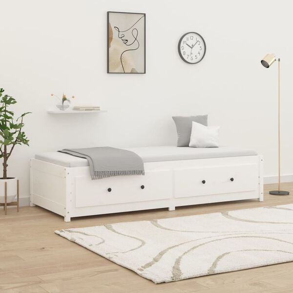 vidaXL Day Bed without Mattress White 90x190 cm Single Single Solid Wood Pine
