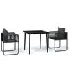 vidaXL 3 Piece Garden Dining Set Black