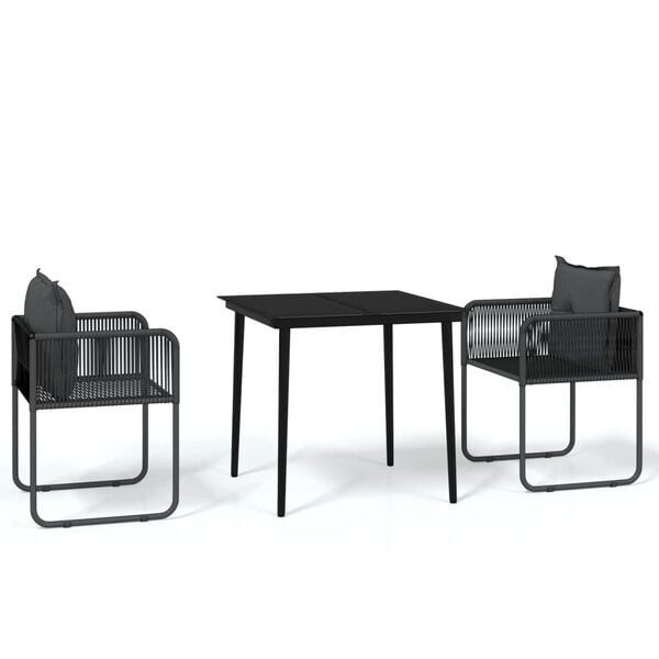 vidaXL 3 Piece Garden Dining Set Black
