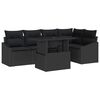 vidaXL Garden Sofa Set 6 pcs Black Poly Rattan, Powder-Coated Steel