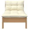 vidaXL 3 Piece Garden Lounge Set with Cream Cushions Solid Pinewood