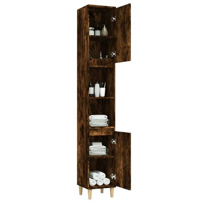 vidaXL Bathroom Cabinet Smoked Oak 30x30x190 cm Engineered Wood