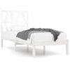 vidaXL Bed Frame without Mattress White Solid Wood Single