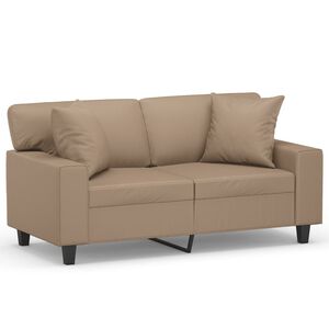 vidaXL 2-Seater Sofa with Throw Pillows Cappuccino 120 cm Faux Leather