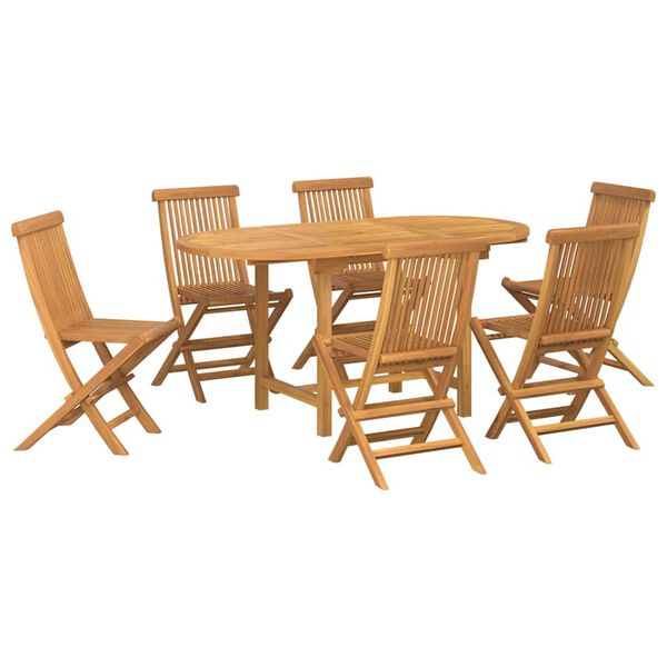 vidaXL Garden Dining Set 7 pcs Brown Solid Teak Wood