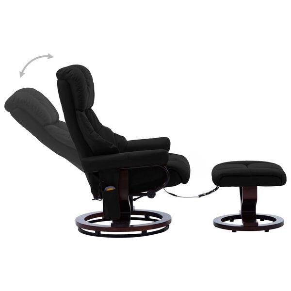 vidaXL Massage Reclining Chair Black Faux Leather and Bentwood