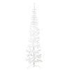 vidaXL Artificial Half Christmas Tree | White | PVC | Slim | Decorative Inlays