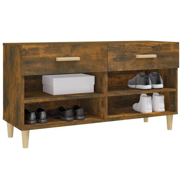 vidaXL Shoe Cabinet Smoked Oak 102x35x55 cm Engineered Wood