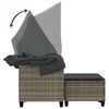 vidaXL Garden Sofa 2-Seater with Canopy and Stools Light Grey Poly Rattan