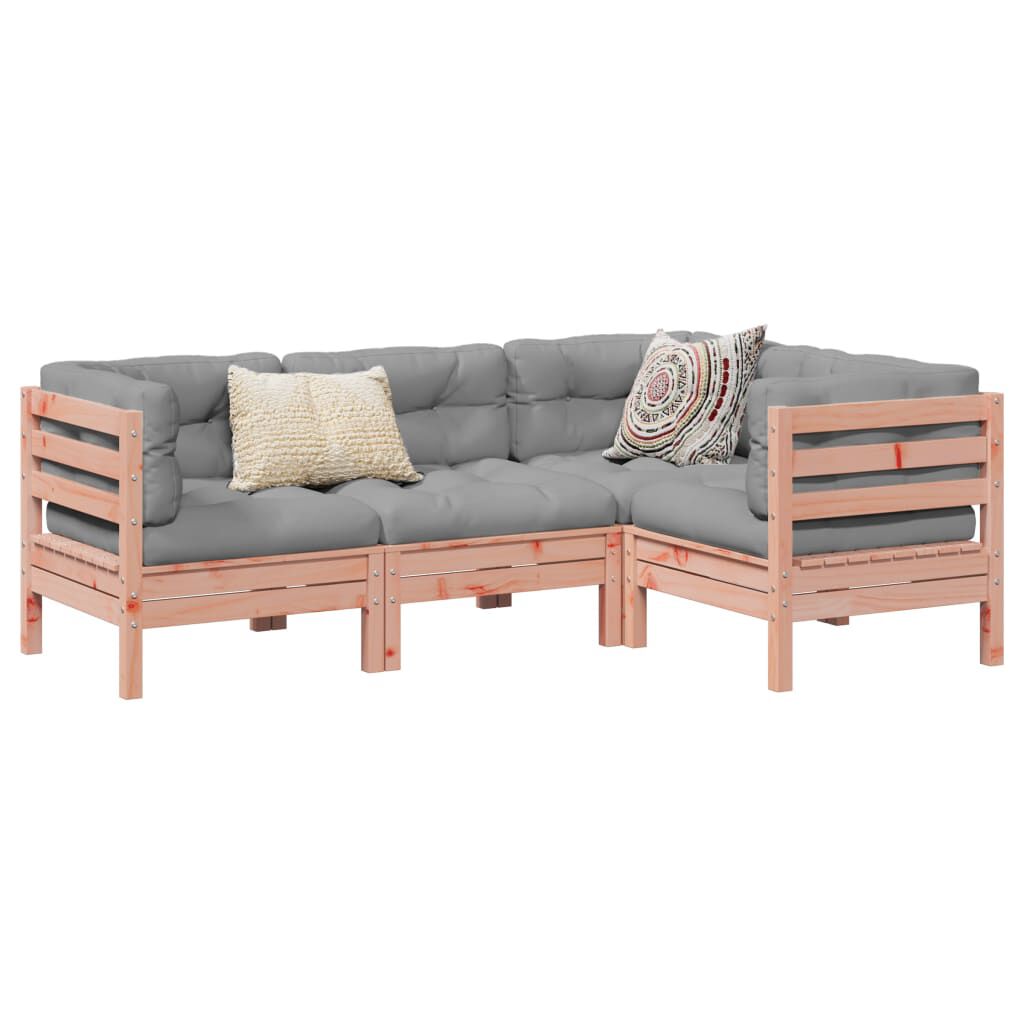 vidaXL 4 Piece Garden Sofa Set with Cushions Solid Wood Douglas Fir