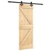vidaXL Sliding Door Natural and Black 70 x 210 cm Solid Pine Wood