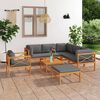 vidaXL 8 Piece Garden Lounge Set with Grey Cushions Solid Wood Teak