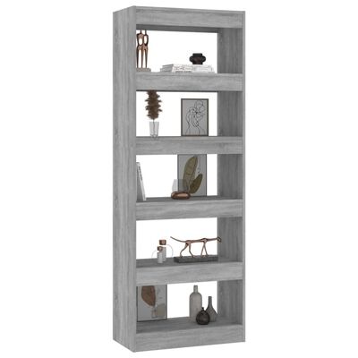 vidaXL Book Cabinet/Room Divider Grey Sonoma 60x30x166 cm Engineered Wood
