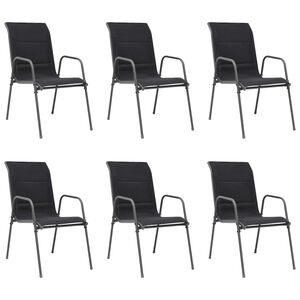 vidaXL Stackable Garden Chairs 6 pcs Steel and Textilene Black