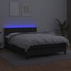 vidaXL Box Spring Bed with Mattress&LED Black 137x187 cm Double Size Faux Leather