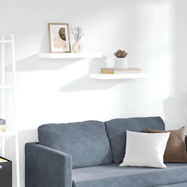 vidaXL Floating Wall Shelves 2 pcs High Gloss White 50x23x3.8 cm MDF