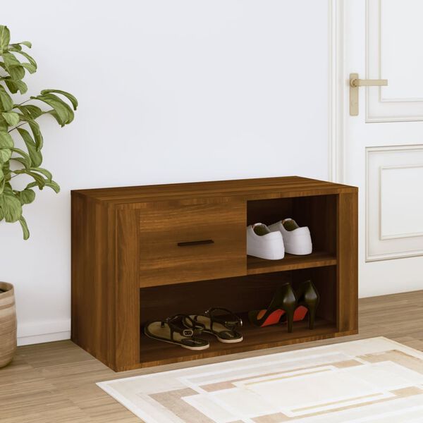 vidaXL Shoe Cabinet Brown Oak 80x35x45 cm Engineered Wood