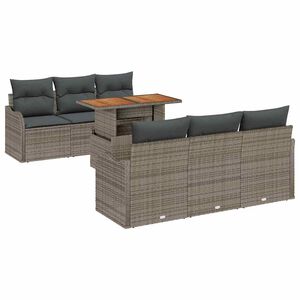 vidaXL Garden Sofa Set 7 pcs Grey Poly Rattan