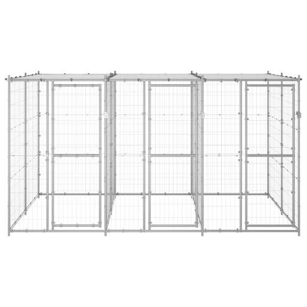 vidaXL Outdoor Dog Kennel Galvanised Steel with Roof 7.26 m&sup2;