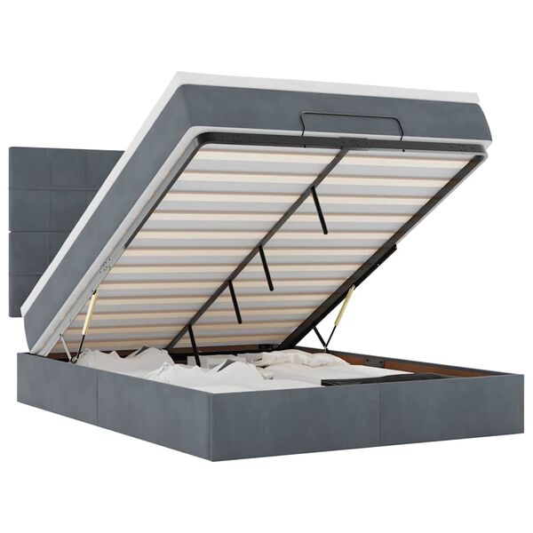vidaXL Ottoman Bed with Mattresses Dark Grey Double Velvet