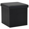 vidaXL Folding Storage Stool Black Faux Leather