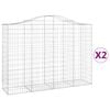 vidaXL Arched Gabion Baskets 2 pcs 200x50x140/160 cm Galvanised Iron
