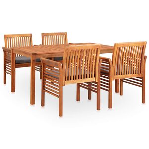 vidaXL 5 Piece Outdoor Dining Set with Cushions Solid Acacia Wood
