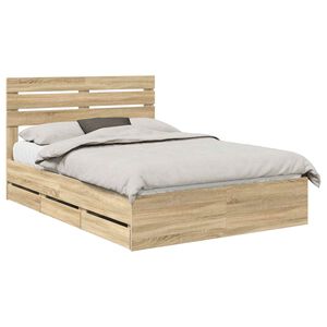 vidaXL Bed Frame with Drawer Sonoma Oak 150 x 200 cm Engineer Wood