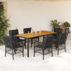 vidaXL 7 Piece Garden Dining Set with Cushions Black Poly Rattan