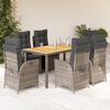 vidaXL 7 Piece Garden Dining Set with Cushions Grey Poly Rattan