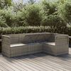 vidaXL 4 Piece Garden Lounge Set with Cushions Grey Poly Rattan