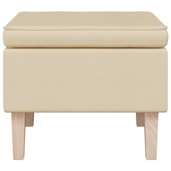 vidaXL Stool with Wooden Legs Cream Fabric