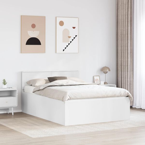 vidaXL Bed Frame with Headboard White 150 x 200 cm Engineered Wood