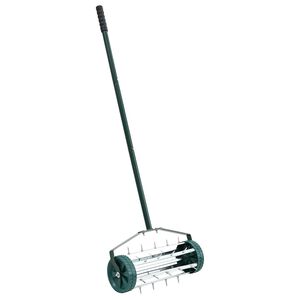 vidaXL Lawn Roller Pull with Aerator Clamps Green 127.5 x 44 cm Steel