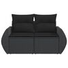 vidaXL Garden Sofa with Cushions 2-Seater Black Poly Rattan