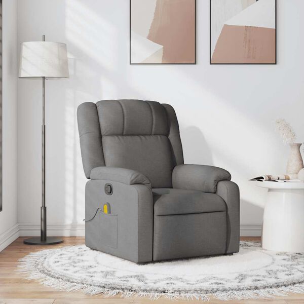 vidaXL Massage Recliner Chair Dark Grey Fabric