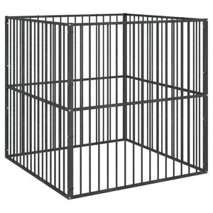 vidaXL Dog Playpen 4 Panel Black Galvanised Steel