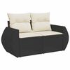 vidaXL 8 Piece Garden Sofa Set with Cushions Black Poly Rattan Acacia