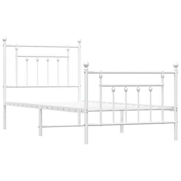 vidaXL Metal Bed Frame without Mattress with Footboard White 90x190cm