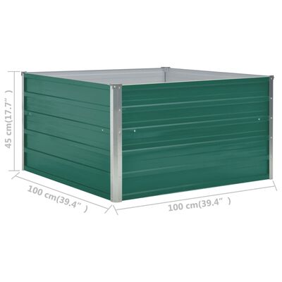 vidaXL Raised Garden Bed 100x100x45 cm Galvanised Steel Green