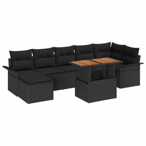 vidaXL Garden Sofa Set with Storage 8 pcs Black Poly rattan