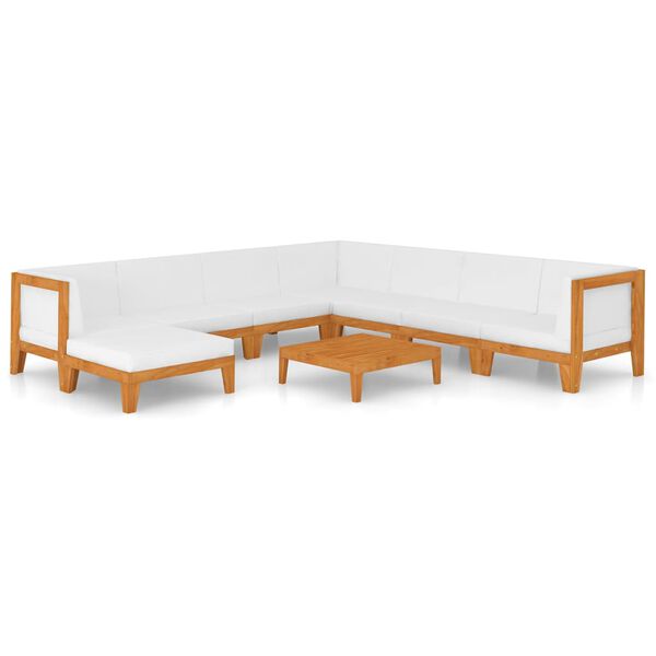 vidaXL 9 Piece Garden Lounge Set with Cushions Solid Acacia Wood
