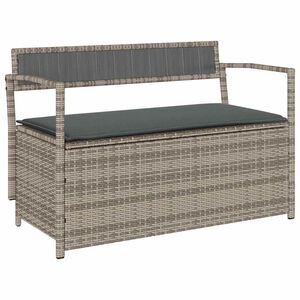 vidaXL Garden Storage Bench with Cushion Grey Poly Rattan